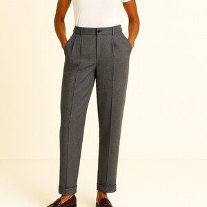 Eddie Bauer Wide Leg Wool Pants, Cuffed Hem Lined Pleated Trousers, Size 18 Tall